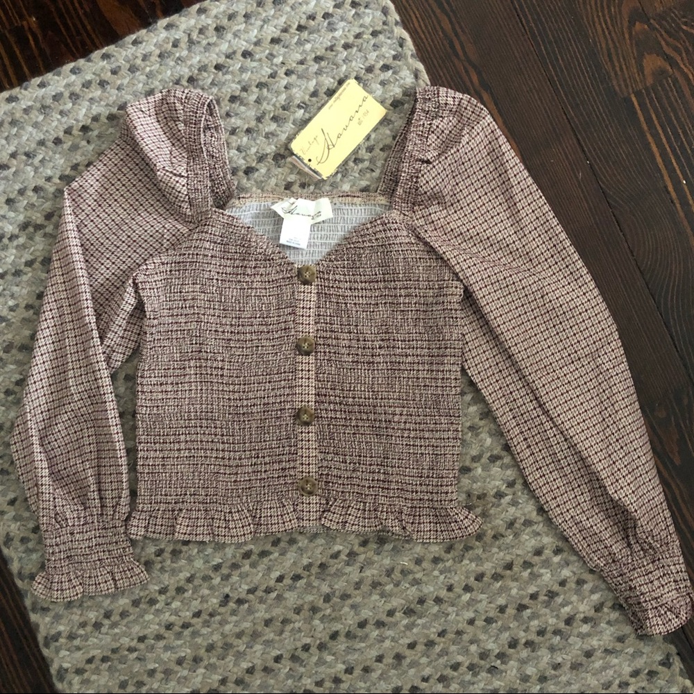 Vintage Havana Plaid Bustier Blouse